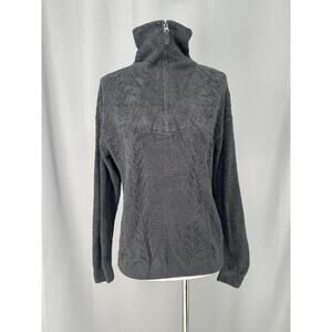 Barefoot Dreams Sweater Womens XS Gray CozyChic Mock Neck 1/4 Zip Pullover